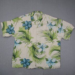 Tommy Bahama Shirt Mens XL Multicolor Floral Silk Hawaiian Button Up Loop Collar